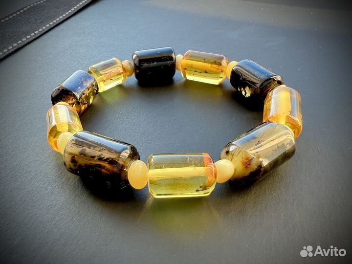 Браслет мужской из натурального янтаря
