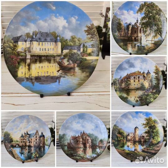 Замки на воде, декоративная тарелка 5 разных