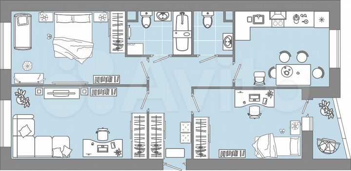 3-к. квартира, 76 м², 1/9 эт.