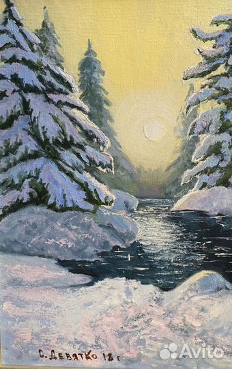 Картина маслом пейзаж зима