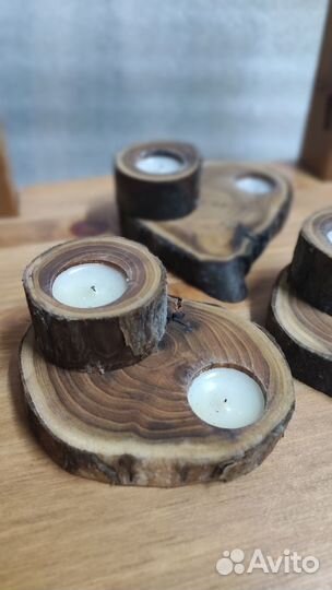Подсвечники из сруба дерева