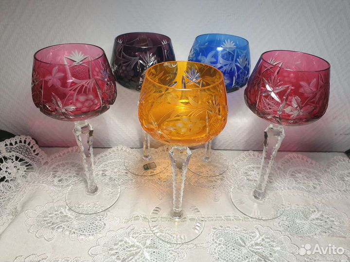 Фужеры. Бокалы. Цветной хрусталь. Германия