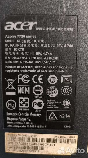 Ноутбук acer aspire 7720