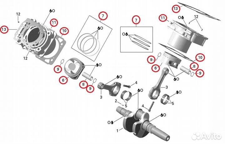 Комплект цпг в сборе 800 91мм stels BRP odes RM