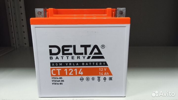 Аккумулятор на мотоцикл Delta AGM 12В 14Ач(сам)