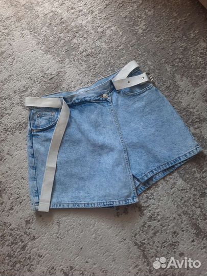 Шорты-юбка джинсовые
