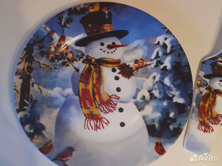 Блюдо для торта с лопаткой, С новым годом