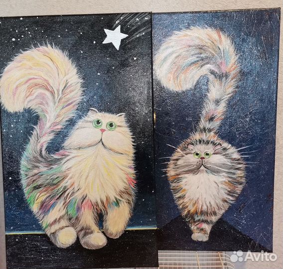 Котик акриловый на холсте с подрамником 30*50