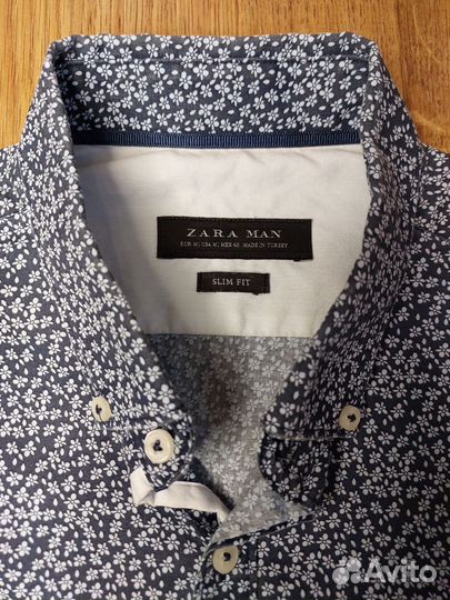 Рубашка мужская синяя Zara M(48)