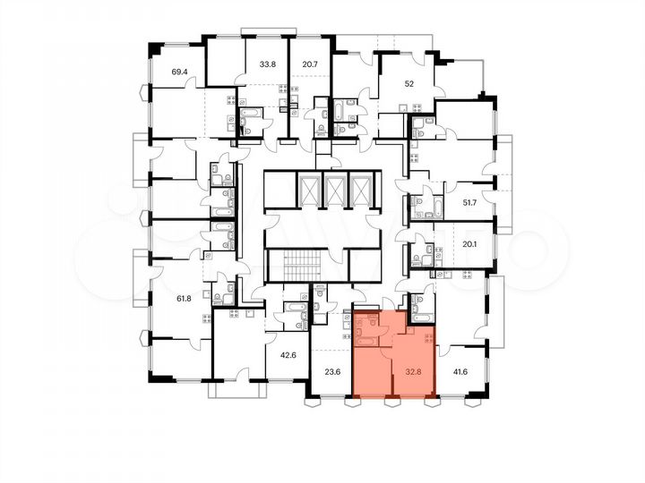 1-к. квартира, 32,8 м², 6/24 эт.