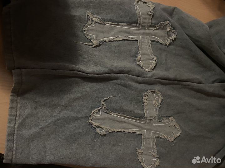 Широкие джинсы, серые