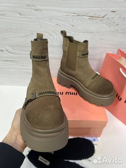 Ботинки женские зимние miu miu натуральные