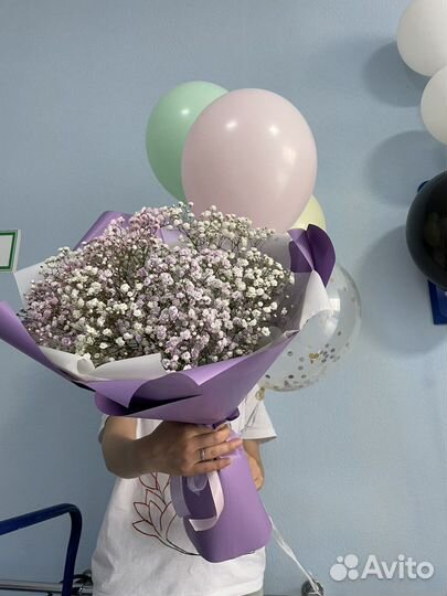 Букет гипсофила подарок живые цветы шары