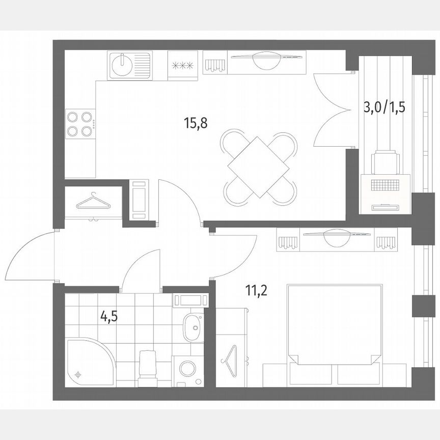 1-к. квартира, 36,9 м², 7/8 эт.