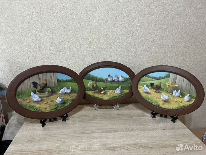 Картины масло холст, курочки, петухи, цыплята