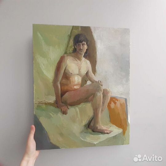 Картина маслом на холсте ню мужчина 40х50