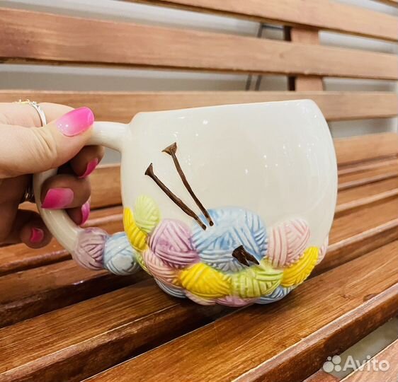 Кружка с ручкой и рисунком в виде клубков 500мл