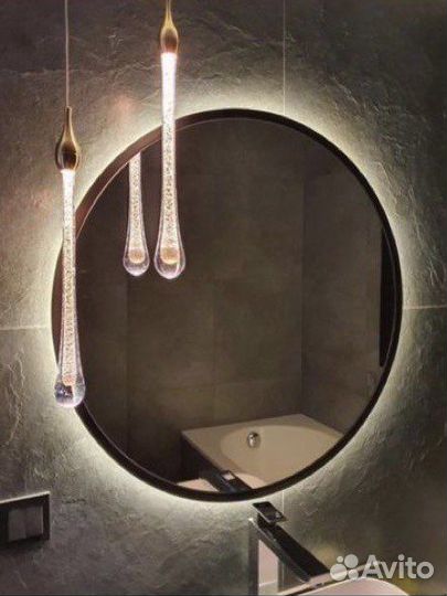 Зеркало круглое металическое с подсветкой