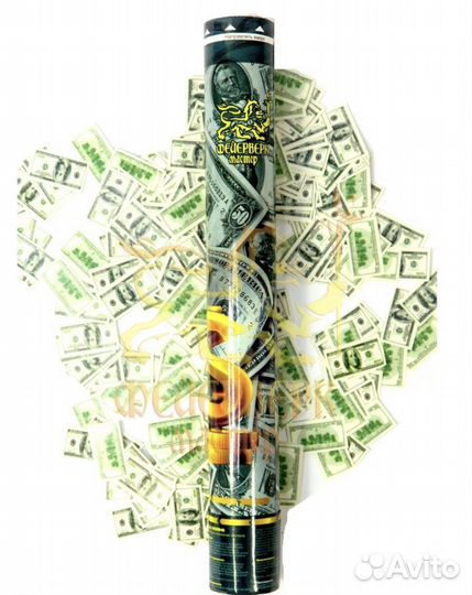 Хлопушка денежная Доллары 30 см