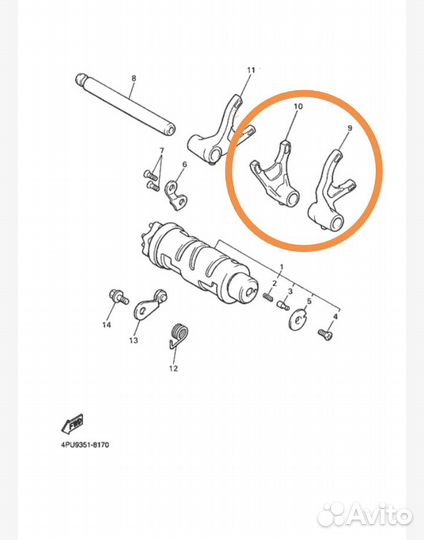 Новая оригинальная вилка кпп Yamaha XJR 1200