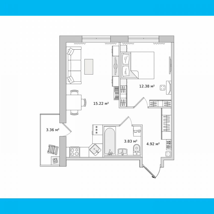 1-к. квартира, 43,1 м², 14/16 эт.