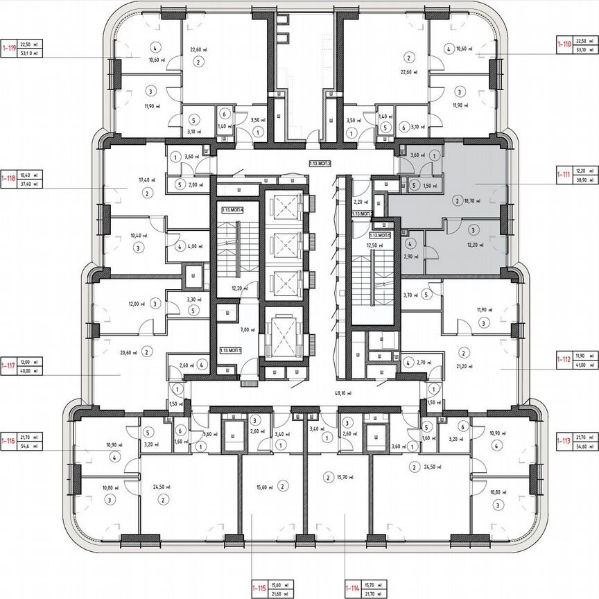 1-к. квартира, 38,4 м², 13/53 эт.