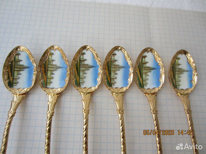 Набор кофейных ложек 6 штук сувенирных Москва позо