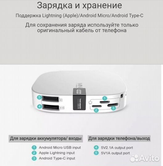 Внешний аккумулятор Mini 10.000 mAh