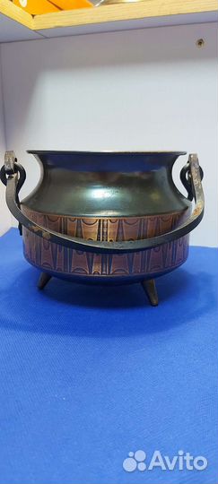 Антикварное медное кашпо