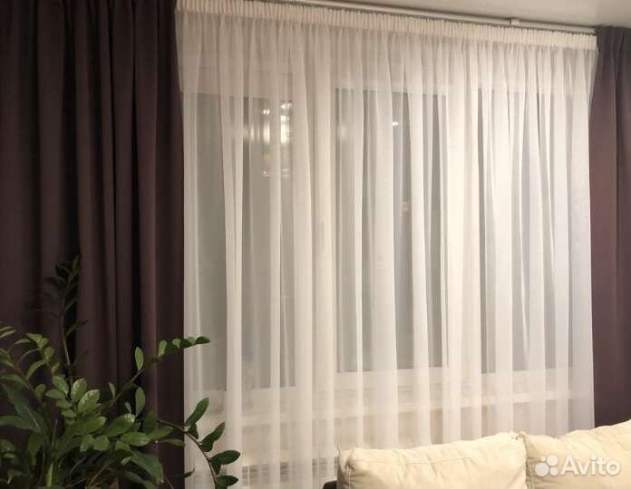 Тюль штора на шторной ленте. Новая
