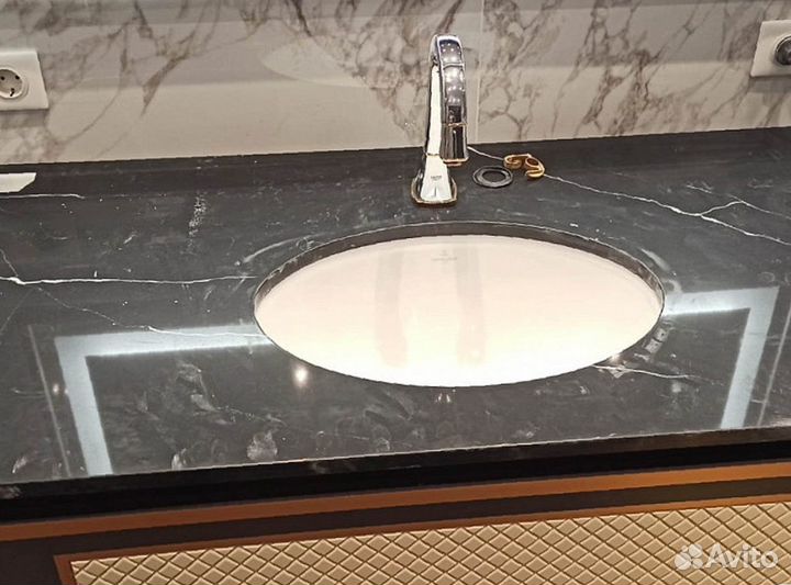 Столешница из камня в ванную / Столешница из искусственного камня