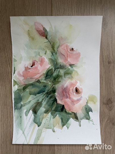 Этюд акварельный, цветы