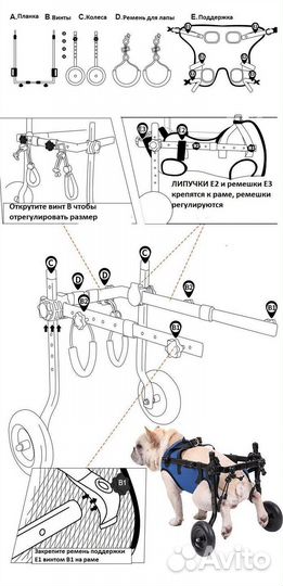 Инвалидная коляска для животных с простой сборкой