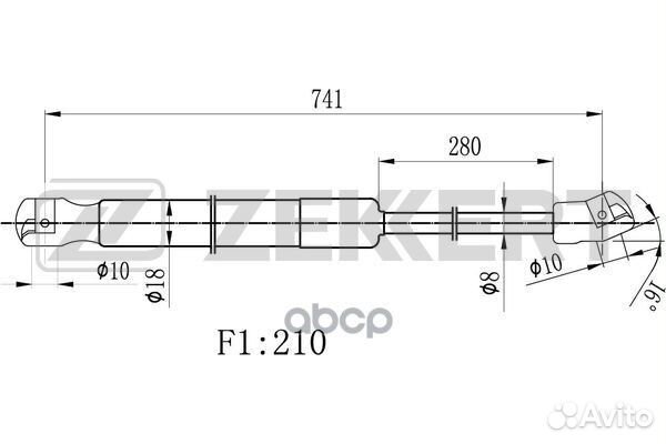 Пружина газовая капота Audi Q3 11- gf-2497 Zekkert