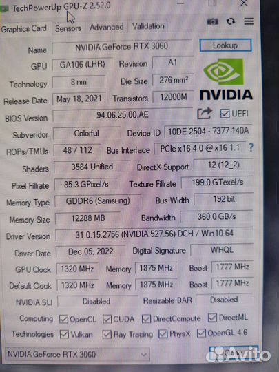 Rtx 3060 Colorful Advenced