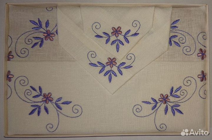 Чайный комплект (лен, скатерть + 4 салфетки)