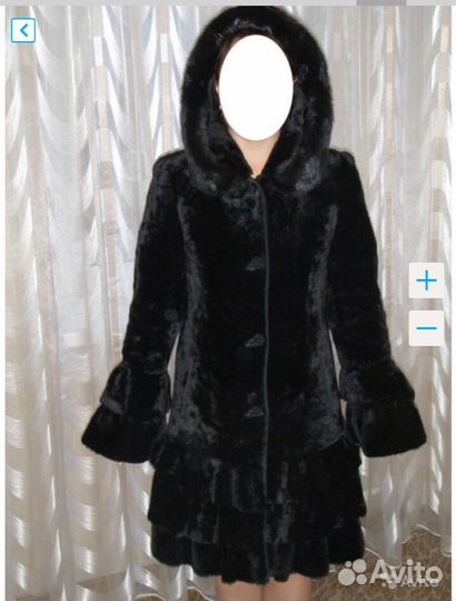 Шуба мутон отделка норка