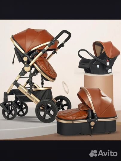 Коляска 3 в 1 из эко кожи