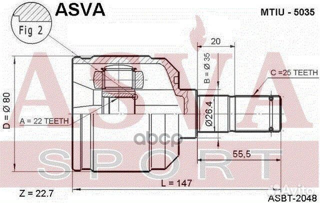 ШРУС внутренний 22x35x25 hyundai : accent 1995