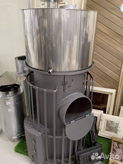 Печь для бани с баком из нержавейки 3в 1