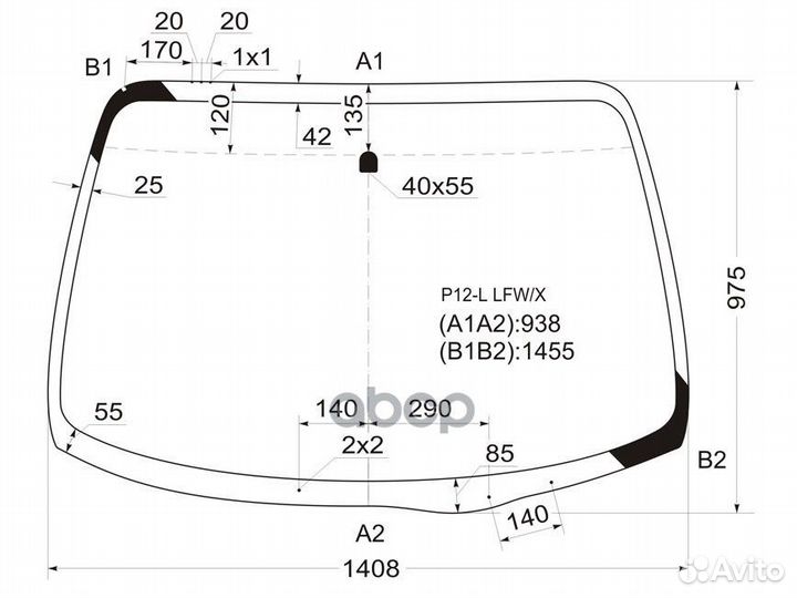Стекло лобовое Nissan Primera 01-08 P12-L LFW/X