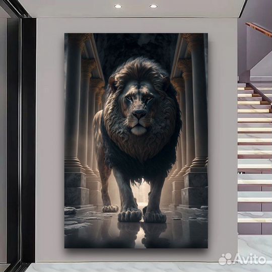 Картина маслом на холсте большая Лев