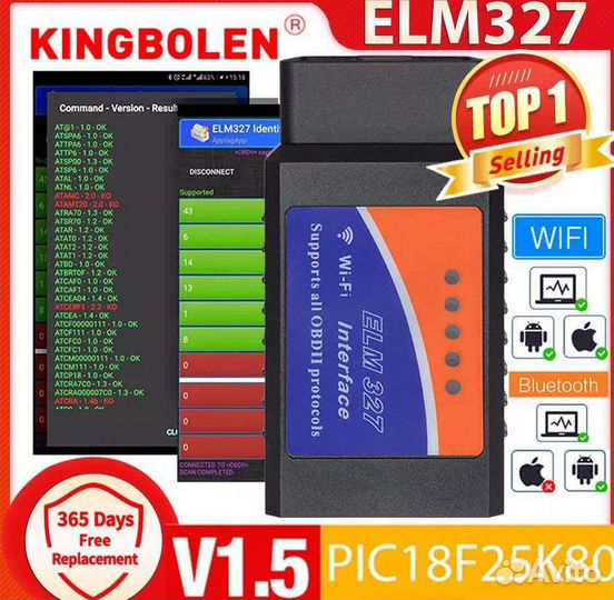 Сканер для диагностики автомобиля Вер. 1.5 ELM327