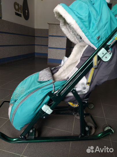 Санки-коляска Ника 7 - 2 с перекидной ручкой