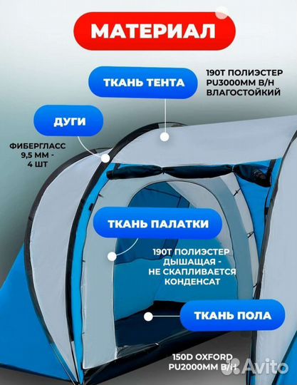 Палатка 4х местная с тамбуром