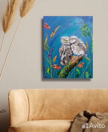 Картина маслом на холсте совы