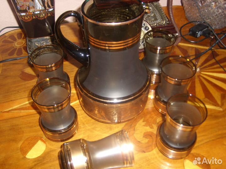 Графин со стаканами богемия