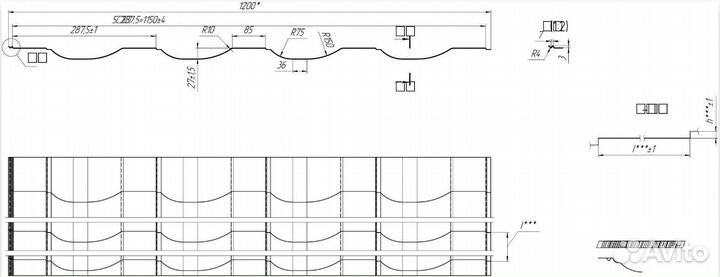 Металлочерепица Геркулес 30 1200/0,5 мм, графит ст