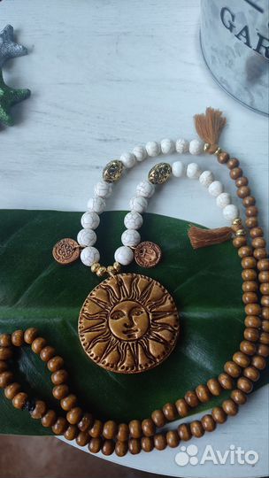 Бусы длинные с солнцем в бохо стиле