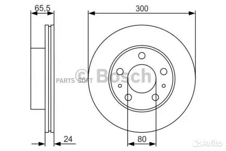 Bosch 0986479R86 Диск торм. пер.300x24 5 отв